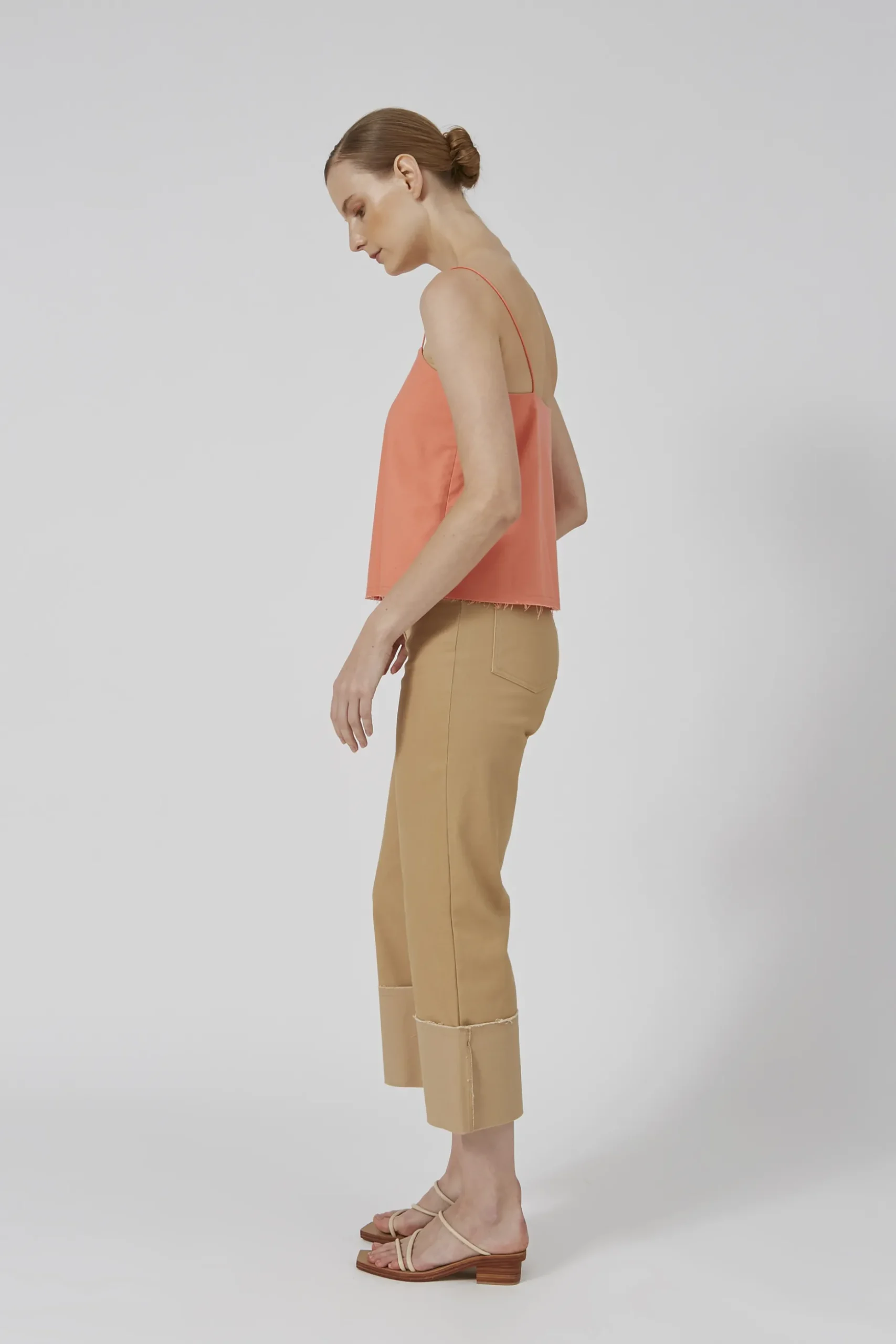 Raw Hem Straight-Leg Pants