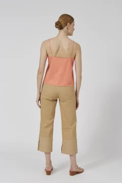 Raw Hem Straight-Leg Pants