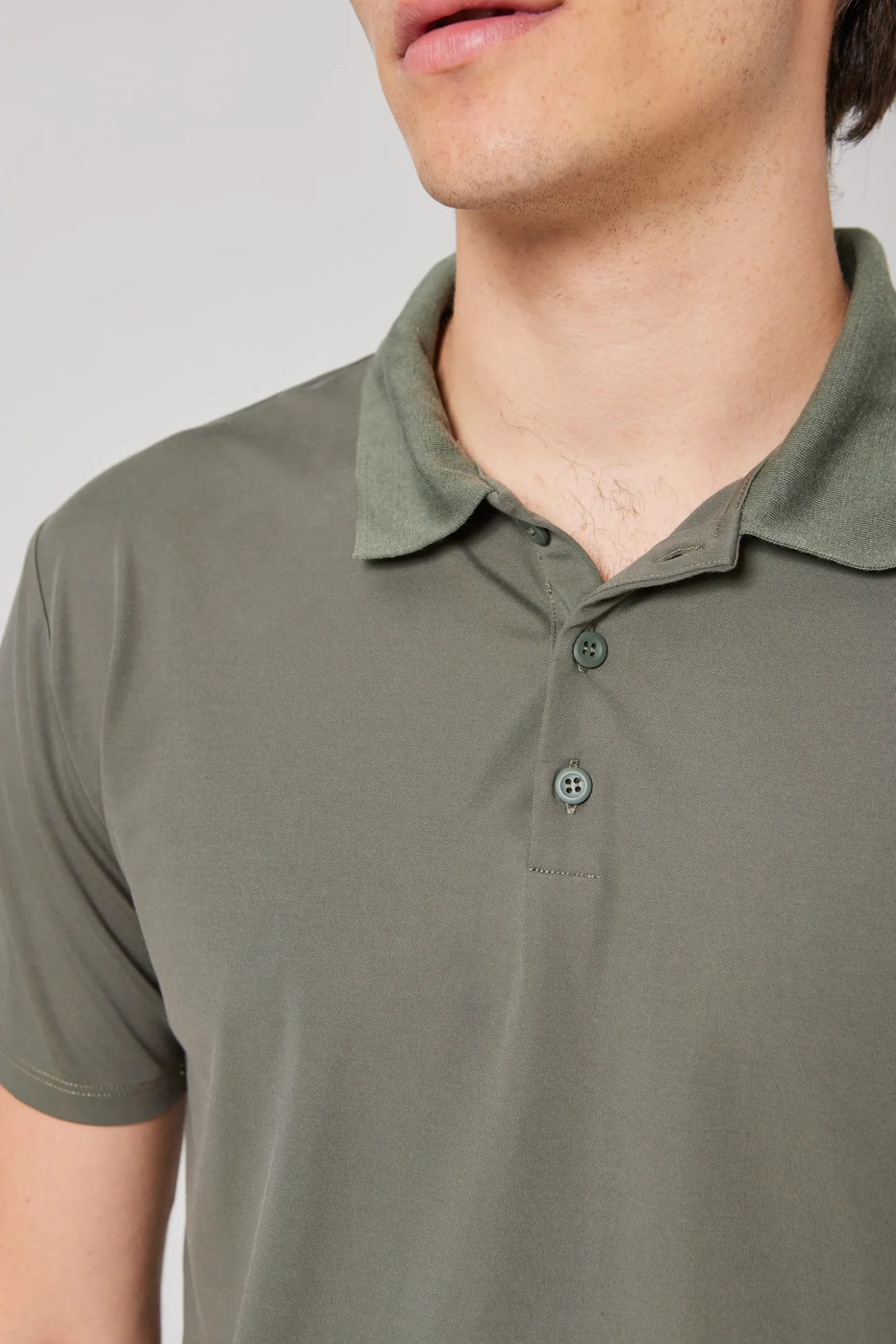 Rayon Button-Front Polo
