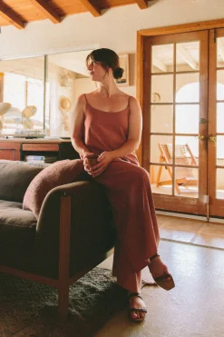 Rayon Gathered-Back Jumpsuit