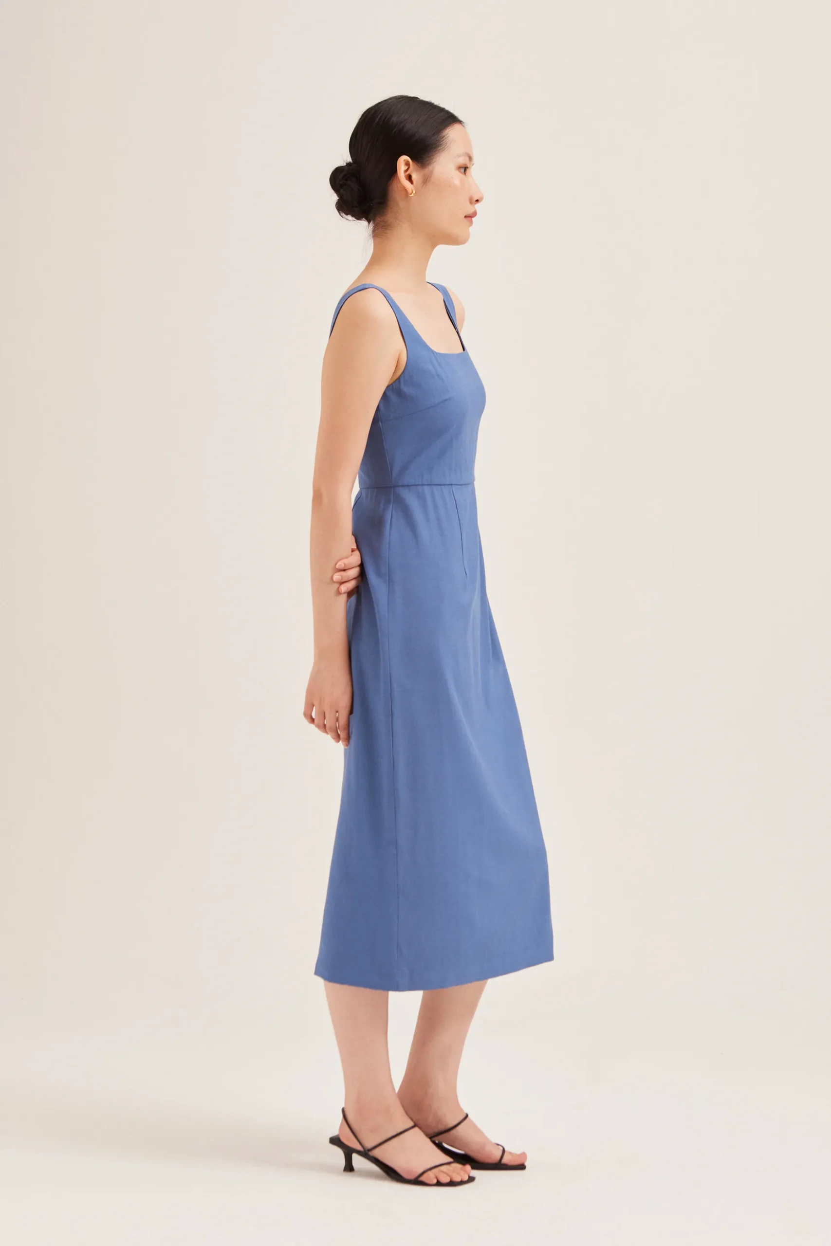 Rayon Low-Back Midi Dress