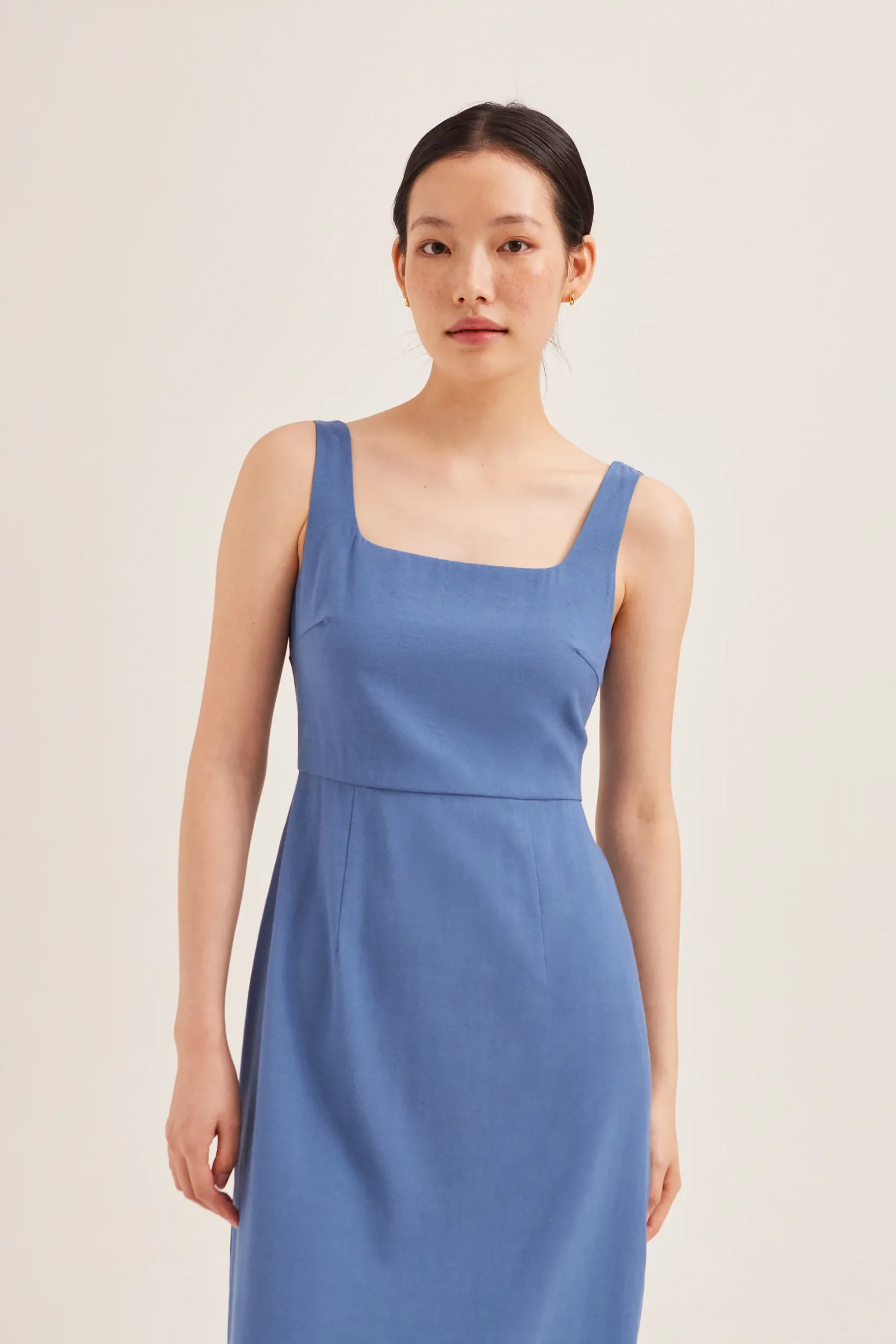 Rayon Low-Back Midi Dress