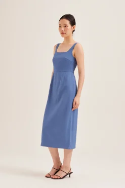 Rayon Low-Back Midi Dress