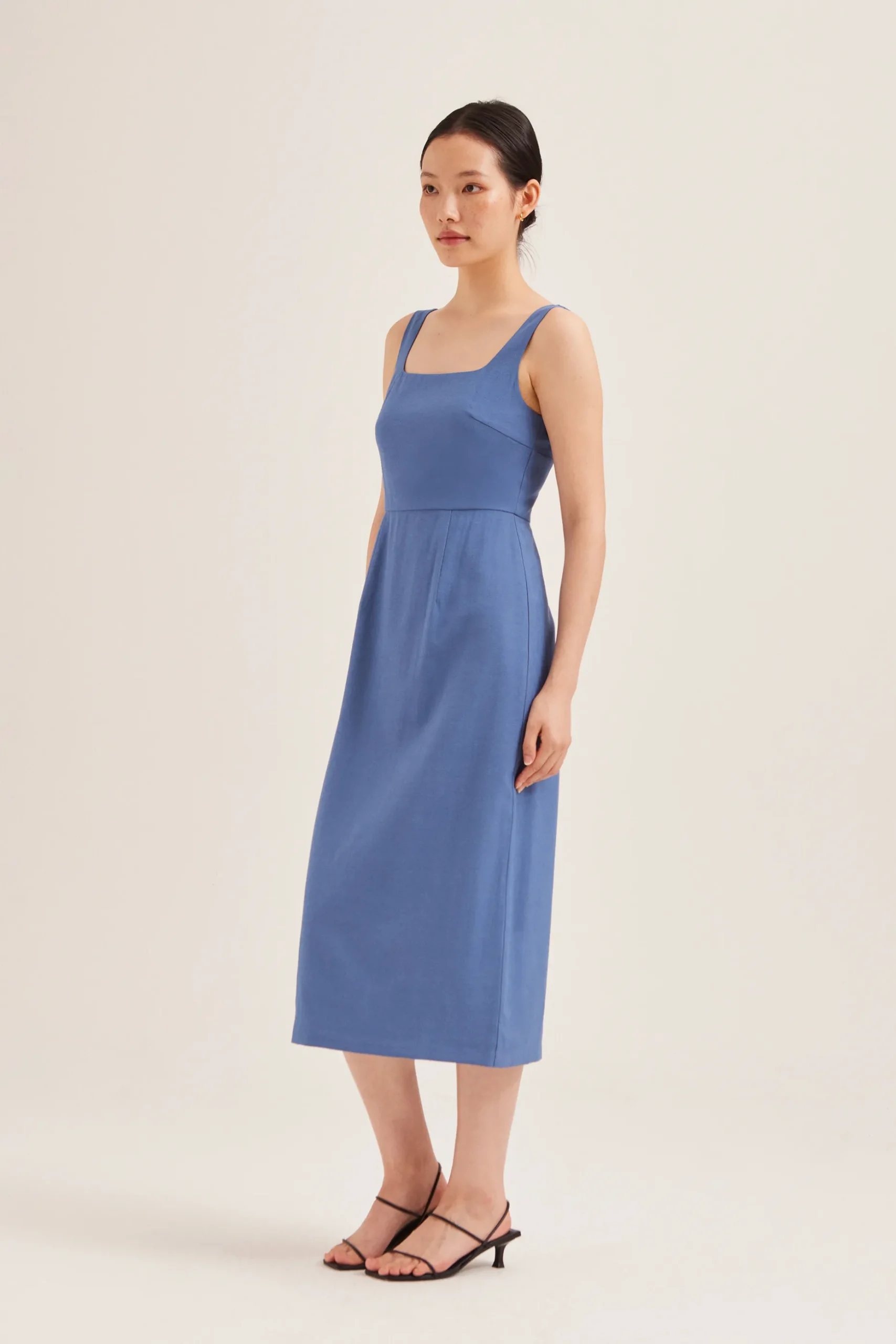 Rayon Low-Back Midi Dress