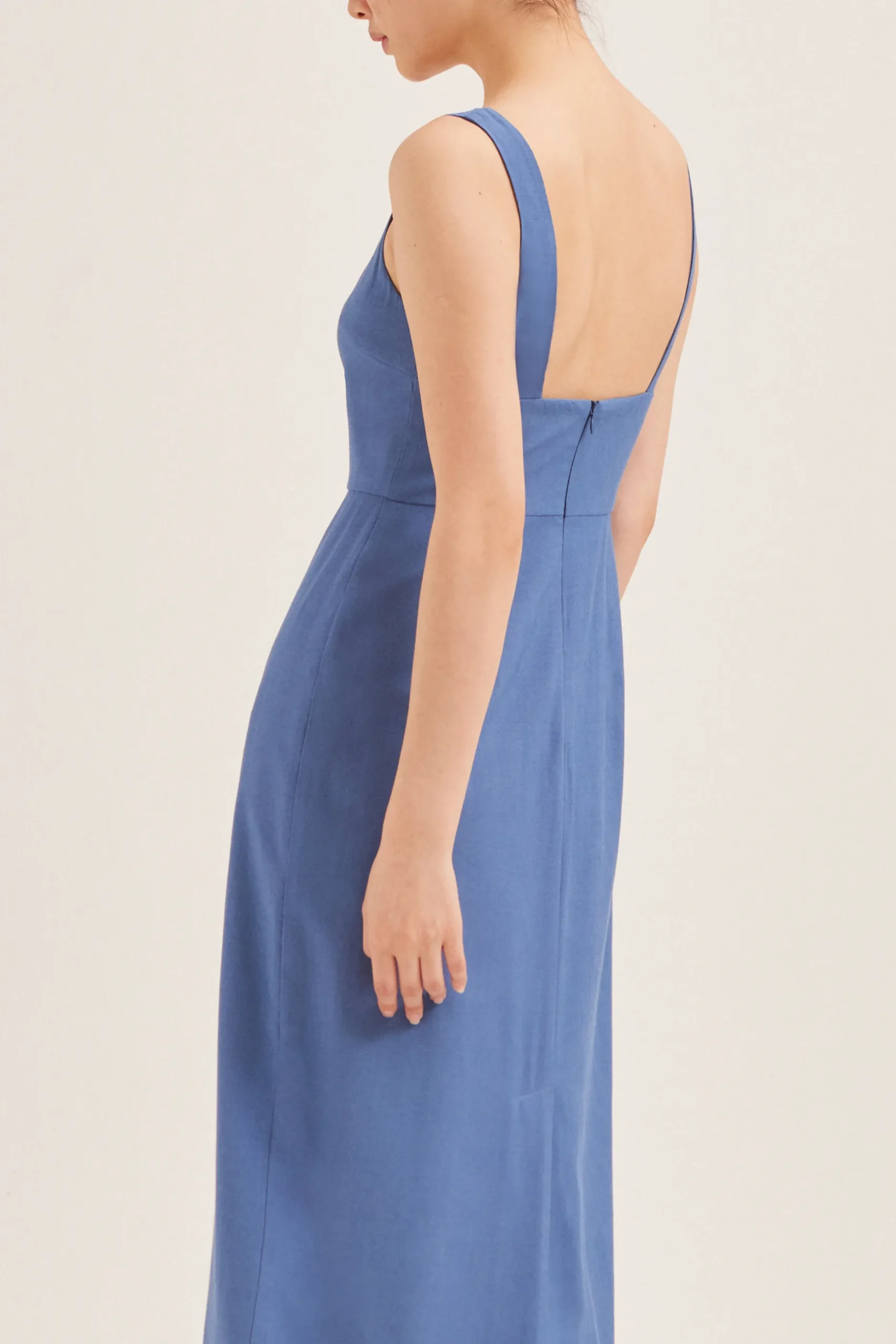Rayon Low-Back Midi Dress