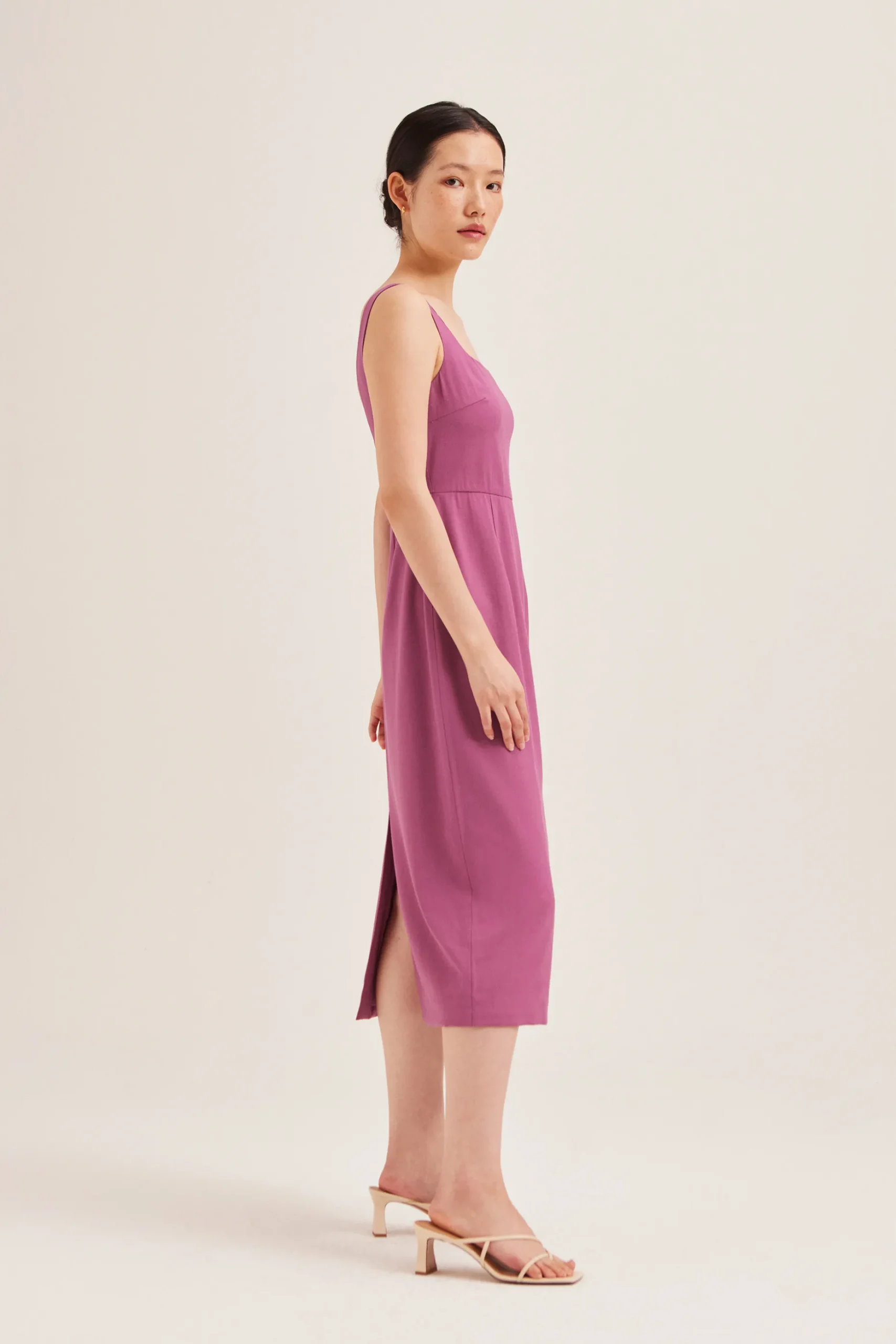 Rayon Low-Back Midi Dress