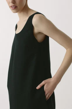 Rayon Scoop-Neck Midi Dress