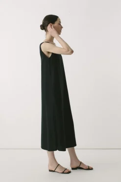 Rayon Scoop-Neck Midi Dress