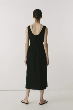 Rayon Scoop-Neck Midi Dress