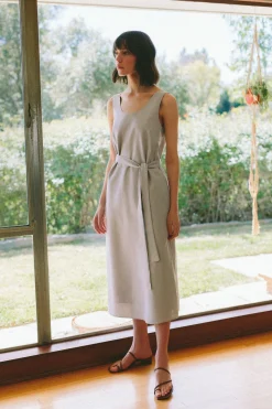 Rayon Scoop-Neck Midi Dress