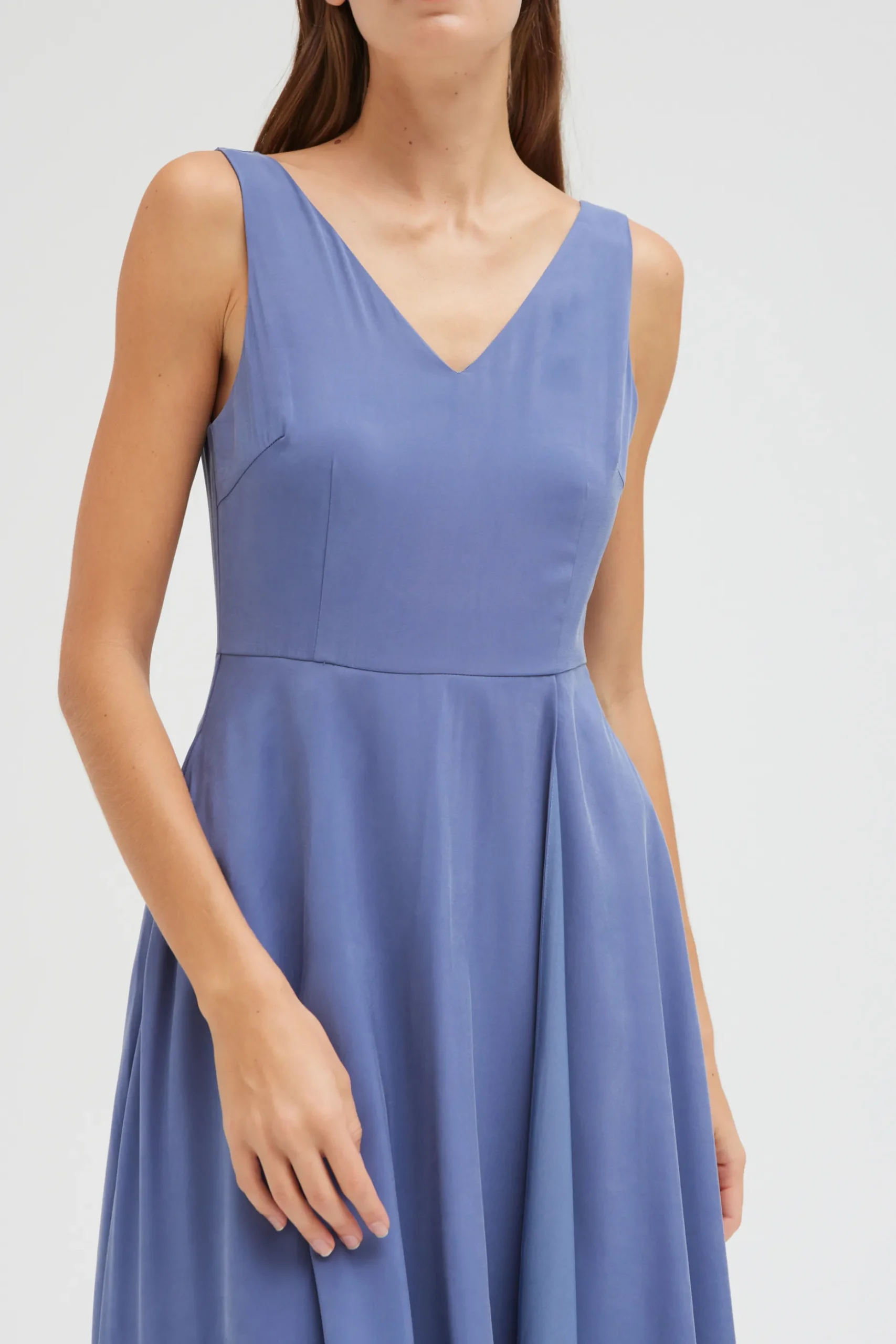 Rayon V-Neck Midi Dress