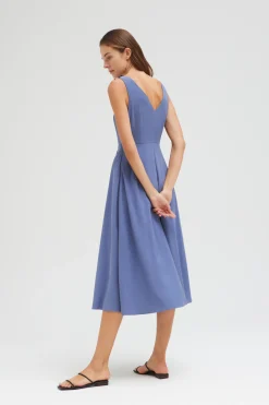 Rayon V-Neck Midi Dress