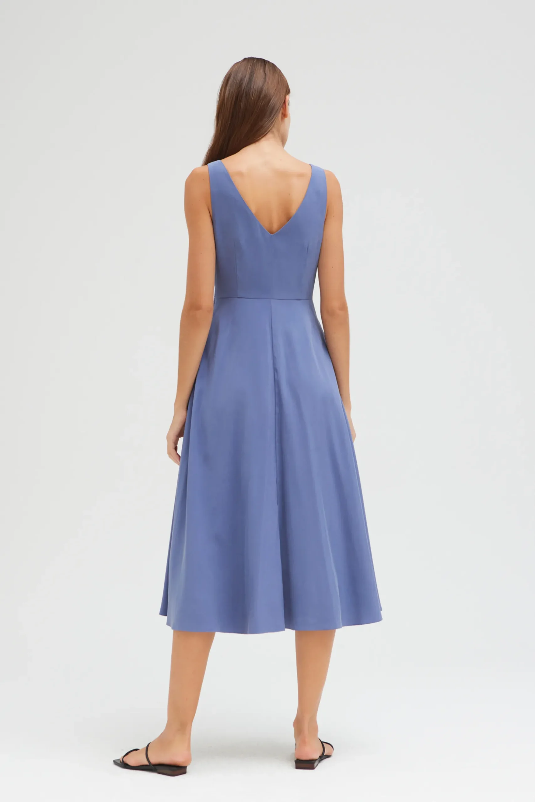 Rayon V-Neck Midi Dress