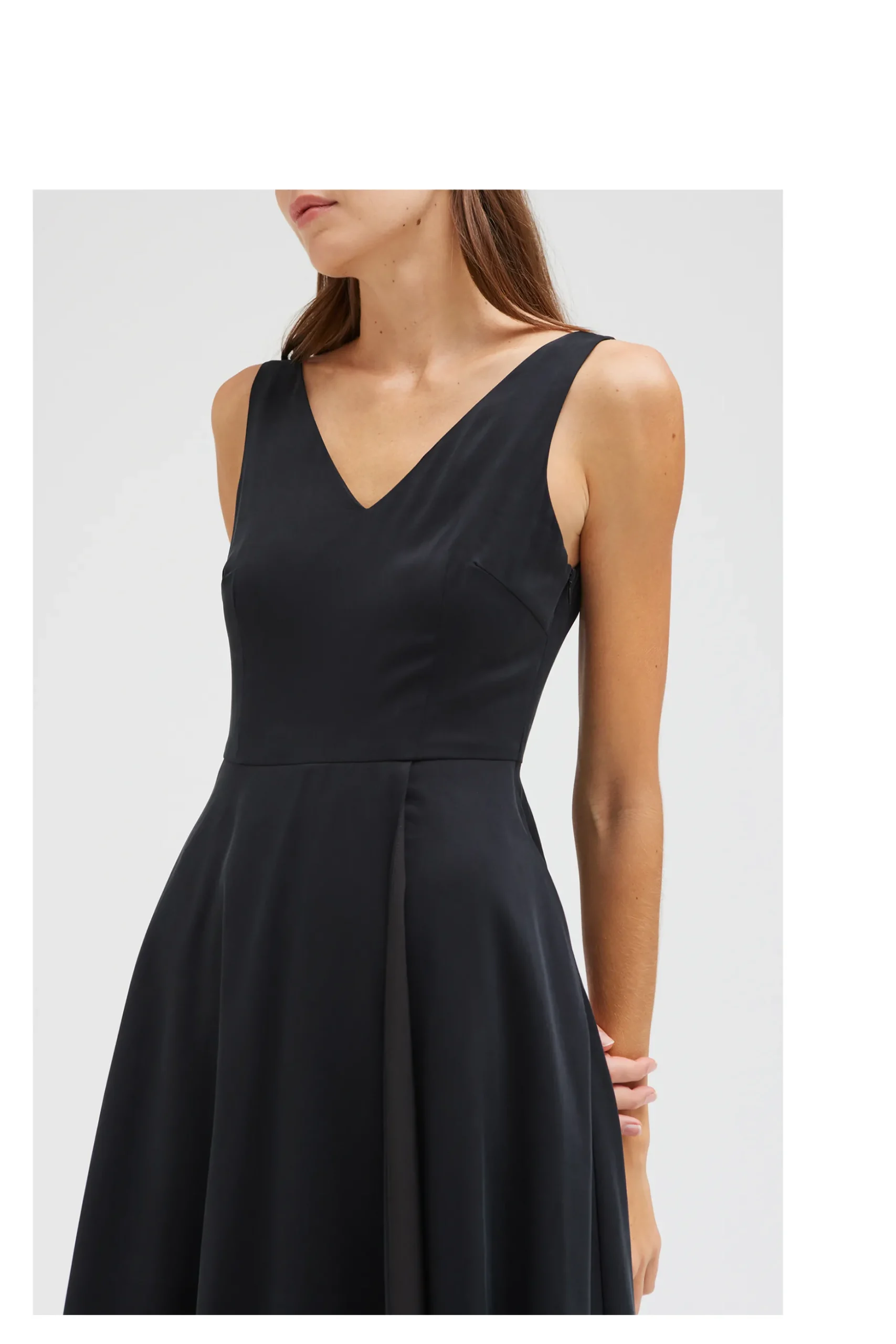 Rayon V-Neck Midi Dress