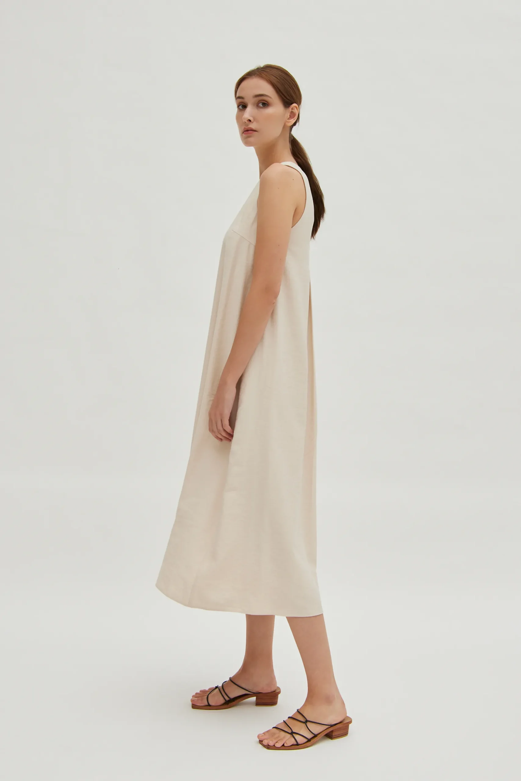 Relaxed Rayon Pleat Dress