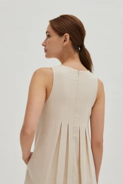 Relaxed Rayon Pleat Dress