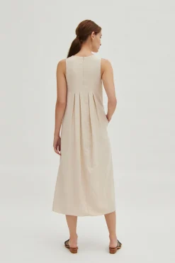 Relaxed Rayon Pleat Dress