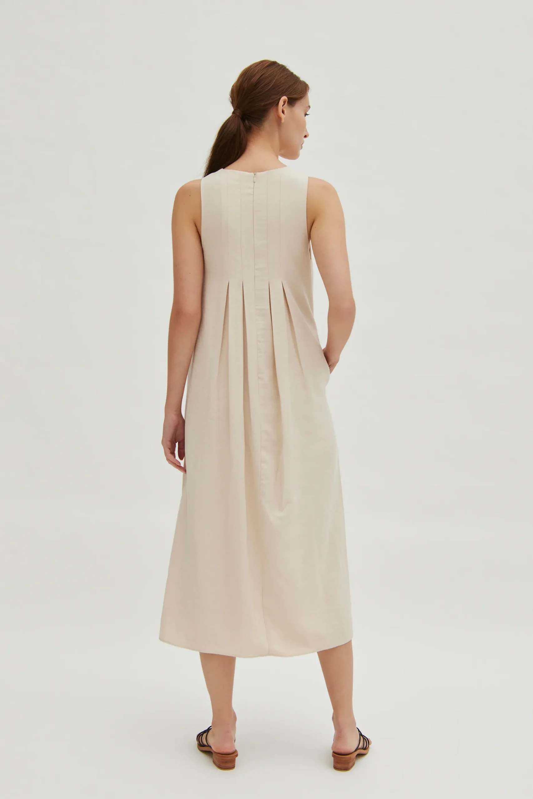 Relaxed Rayon Pleat Dress