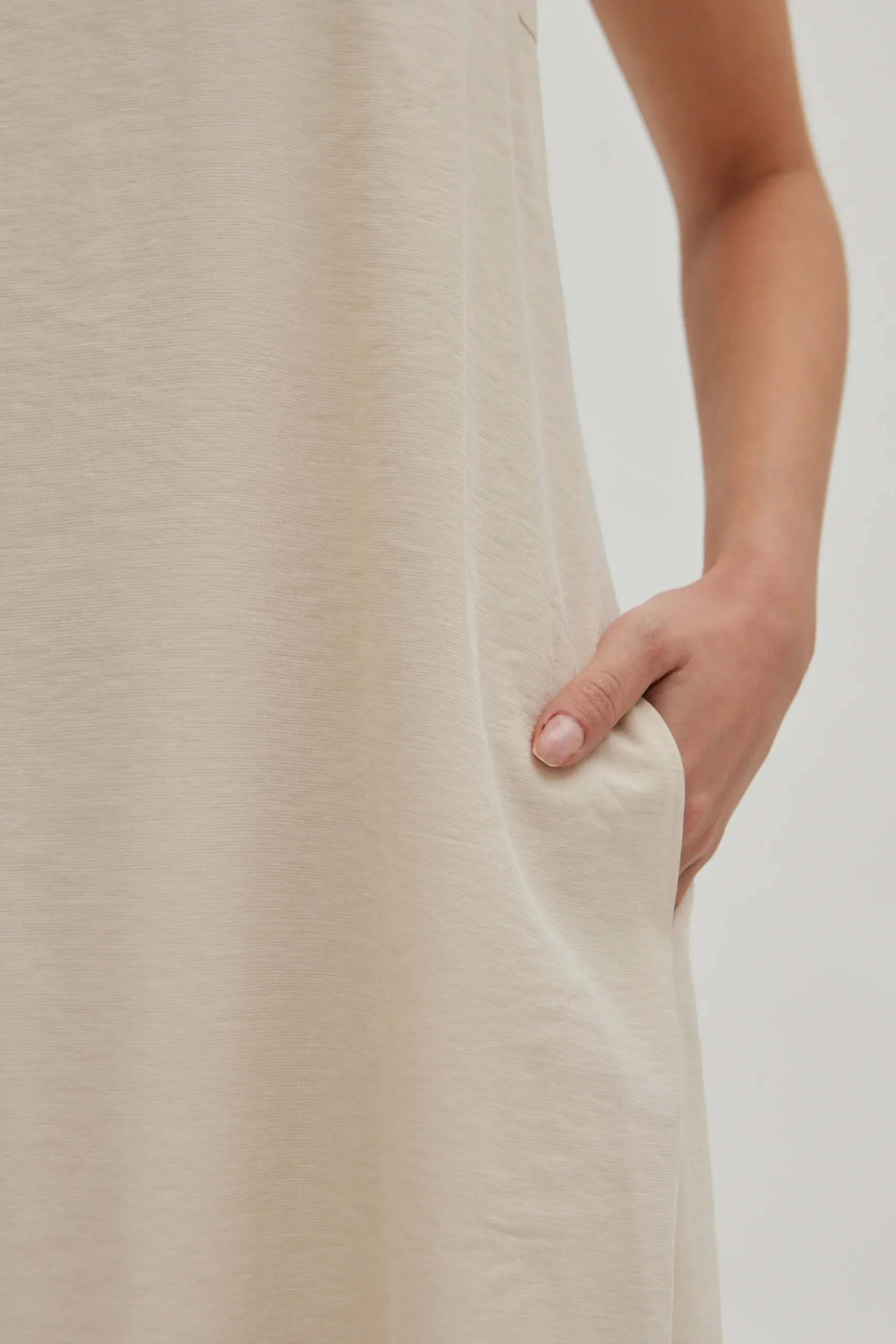 Relaxed Rayon Pleat Dress