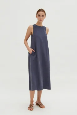 Relaxed Rayon Pleat Dress