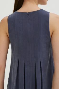 Relaxed Rayon Pleat Dress