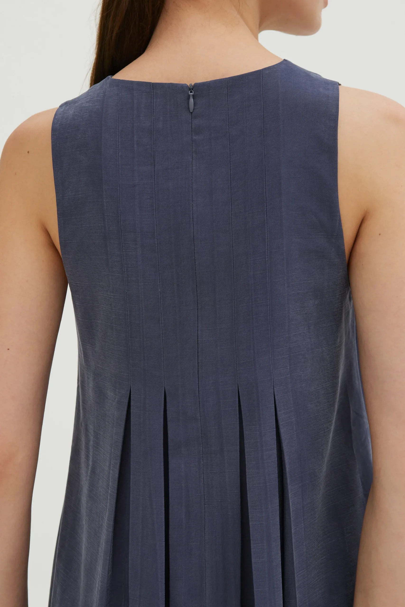 Relaxed Rayon Pleat Dress