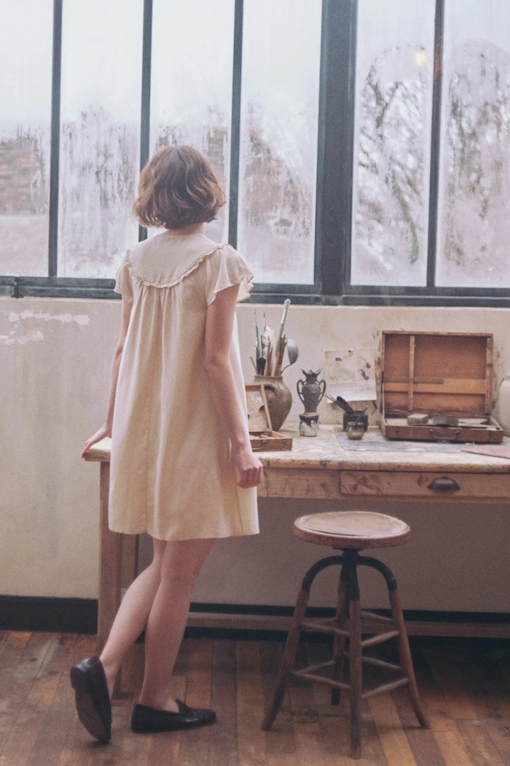 Ruffle Collar Shift Dress