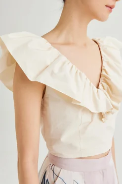 Ruffle V-Neck Crop Top