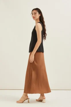 Satin Bias-Cut Maxi Skirt