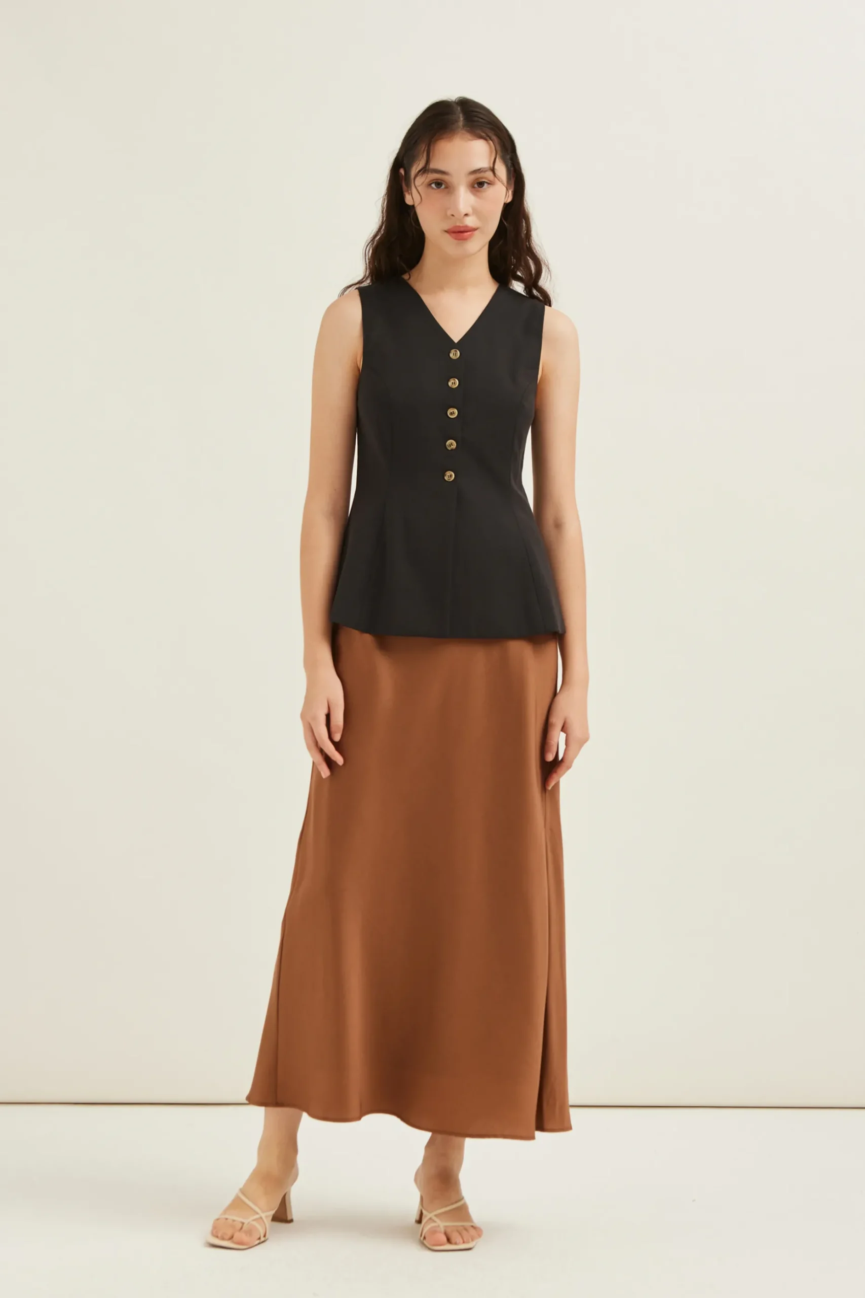 Satin Bias-Cut Maxi Skirt