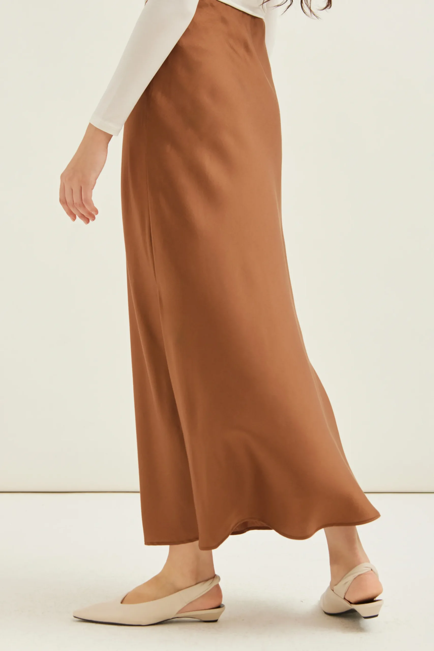 Satin Bias-Cut Maxi Skirt
