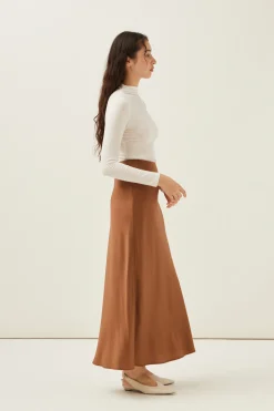 Satin Bias-Cut Maxi Skirt
