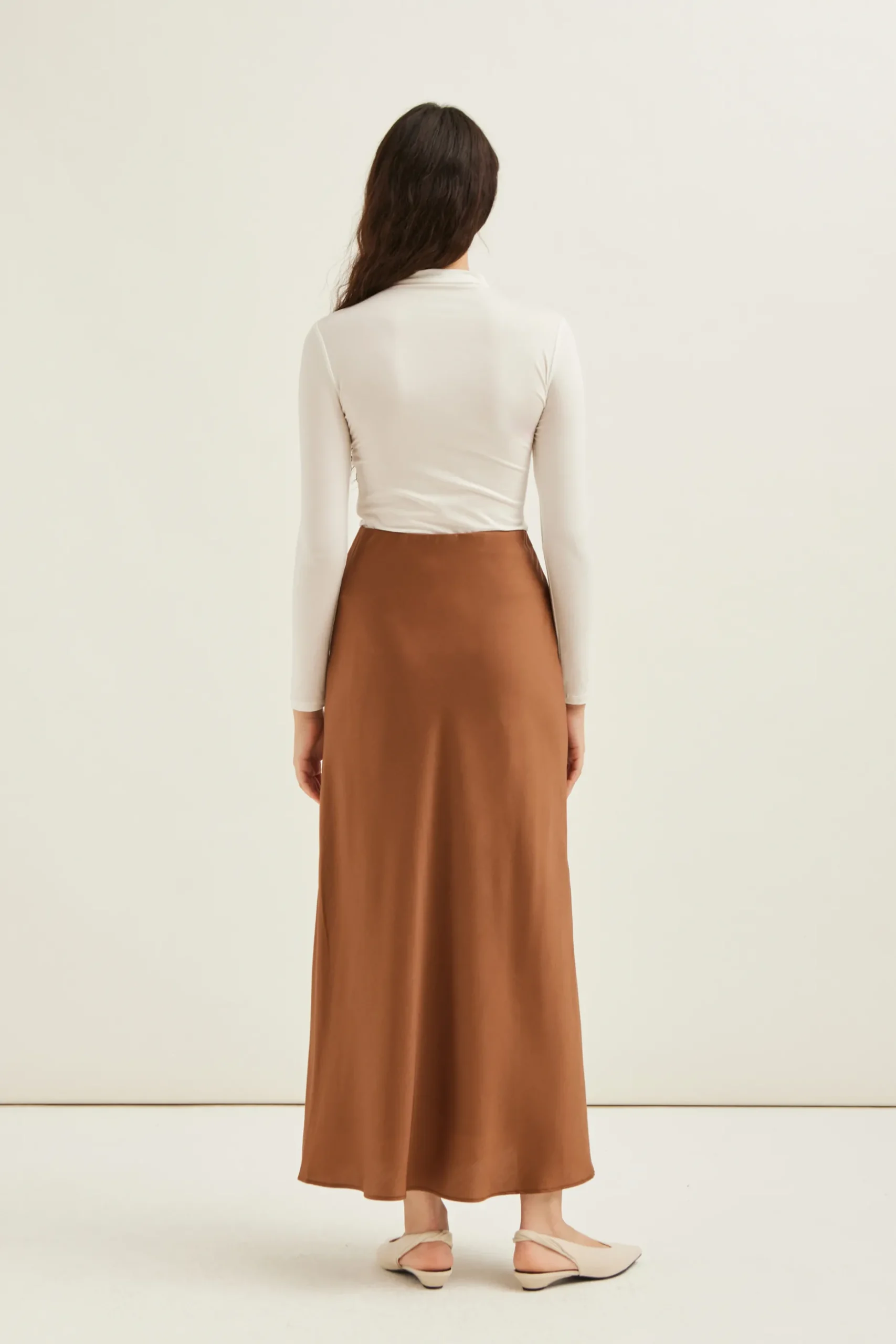 Satin Bias-Cut Maxi Skirt