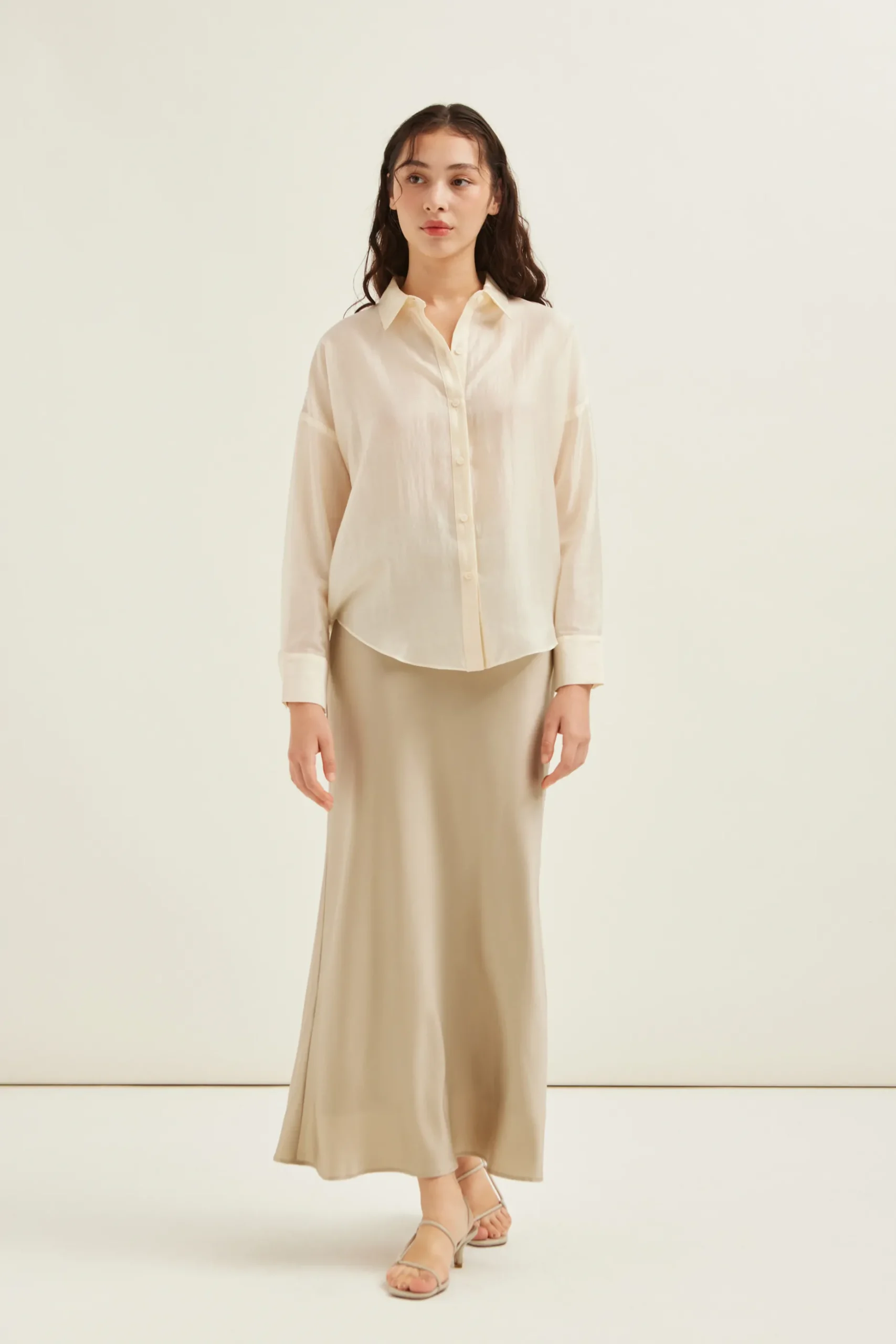 Satin Bias-Cut Maxi Skirt