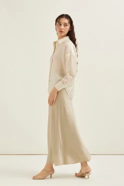 Satin Bias-Cut Maxi Skirt
