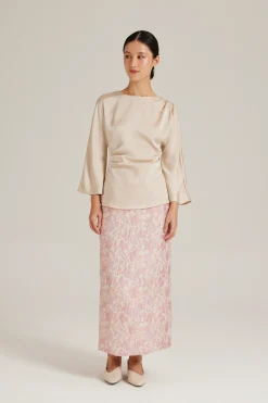 Satin Drape Long-Sleeve Top