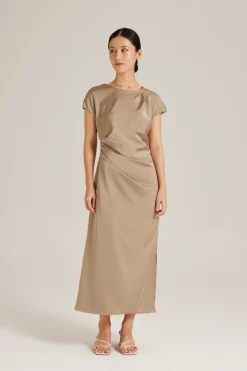 Satin Drape Maxi Dress