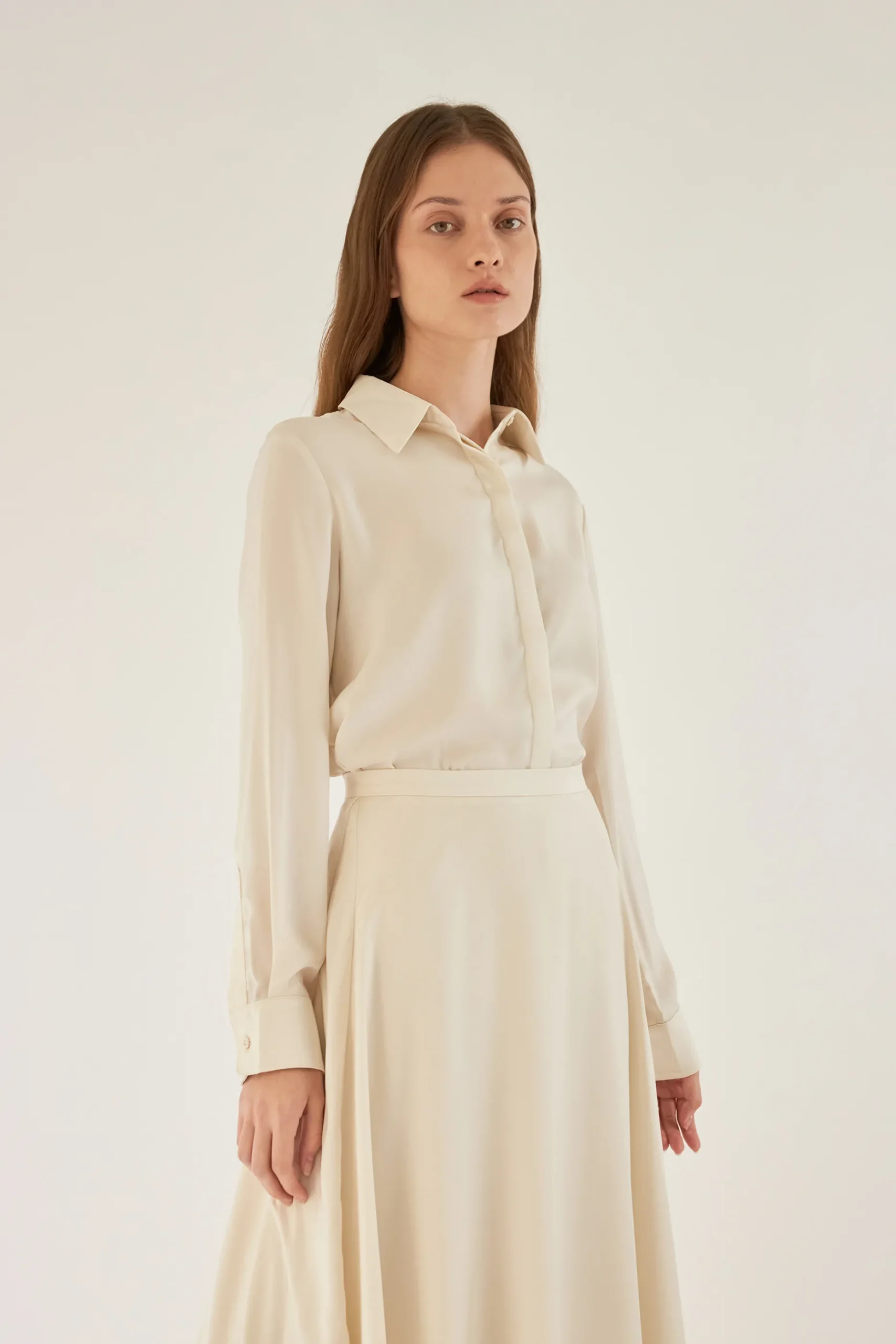 Satin-Finish Maxi Skirt