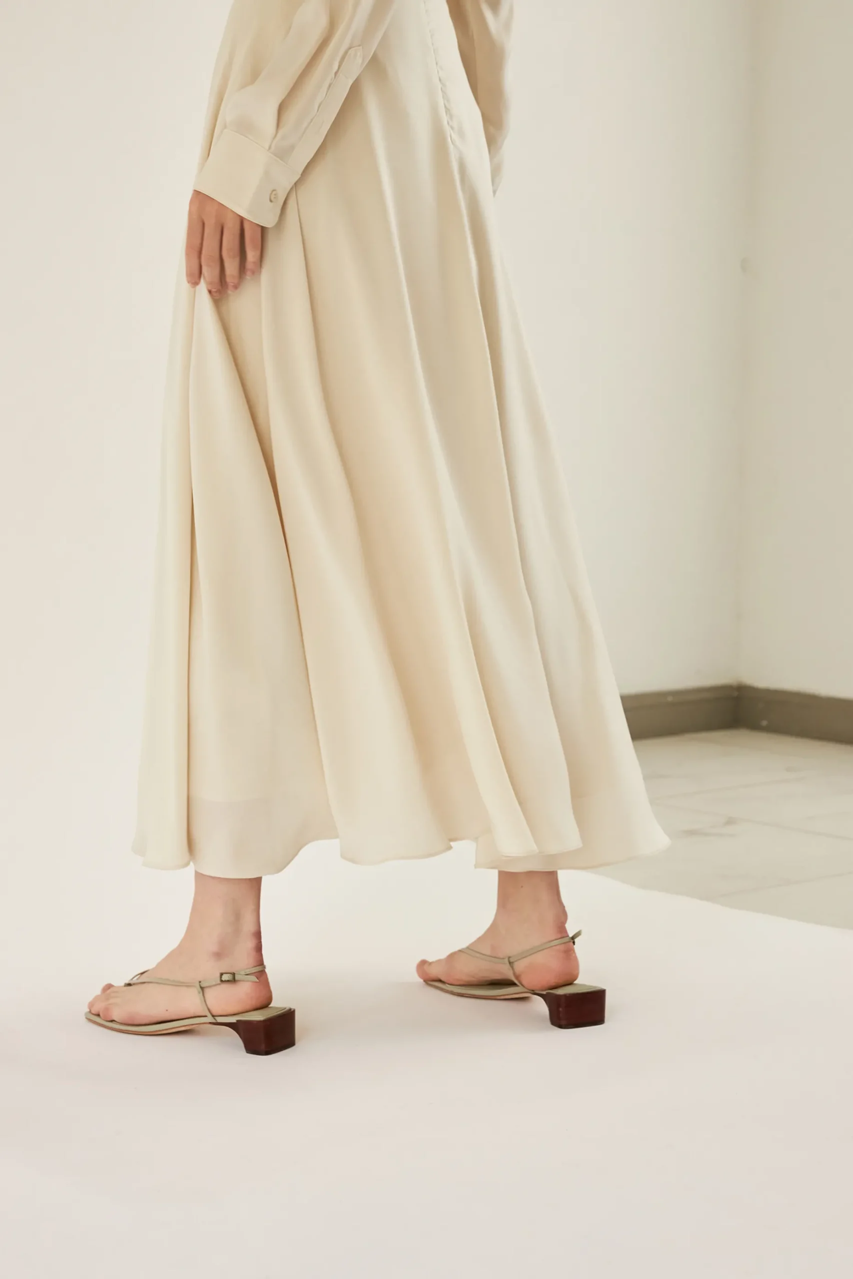 Satin-Finish Maxi Skirt