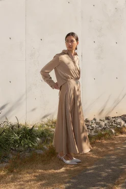 Satin-Finish Maxi Skirt