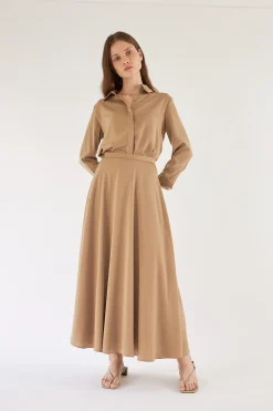 Satin-Finish Maxi Skirt