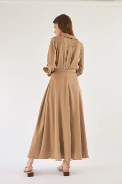 Satin-Finish Maxi Skirt