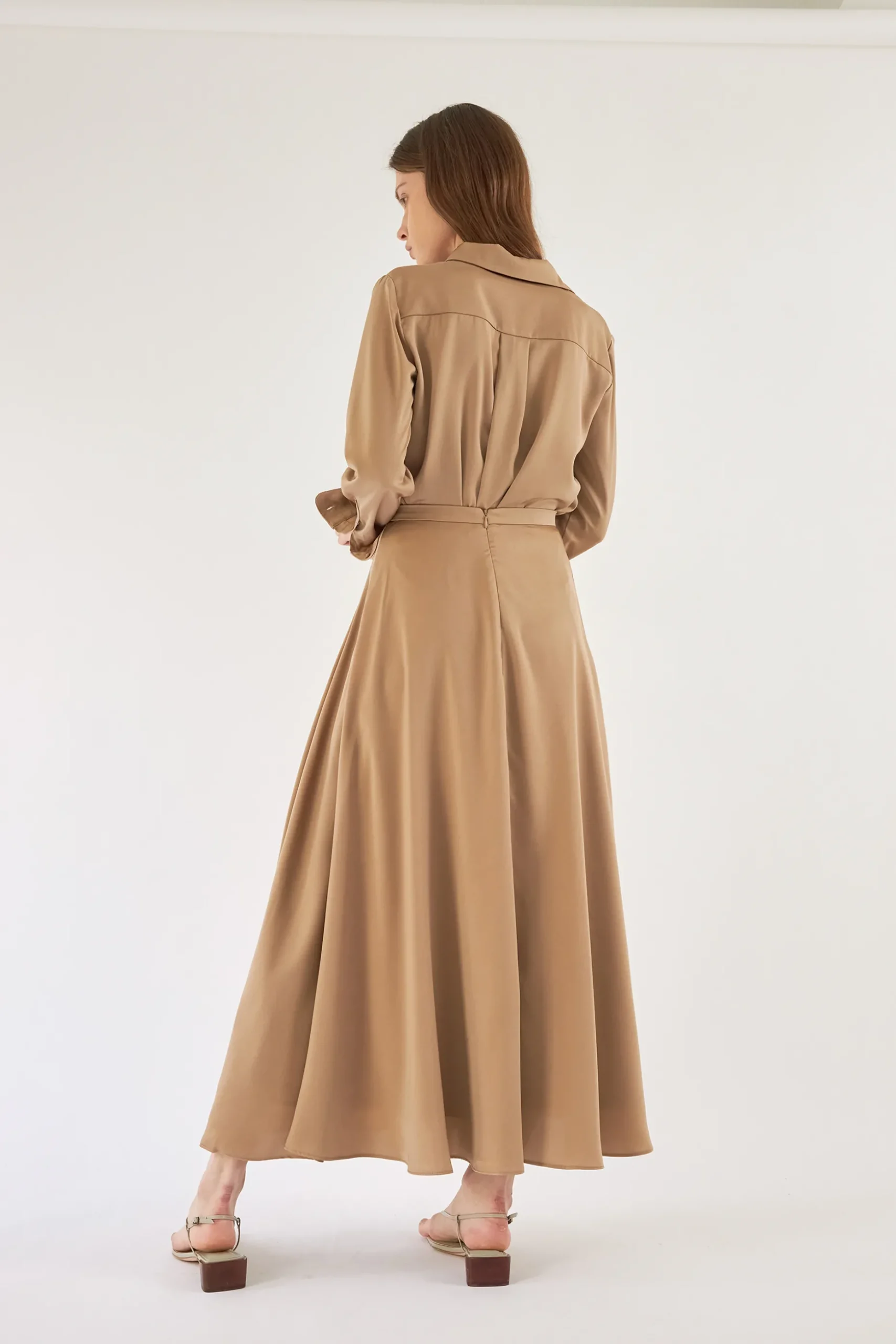 Satin-Finish Maxi Skirt