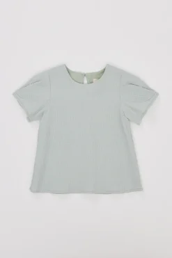 Seersucker Puff Sleeve Top