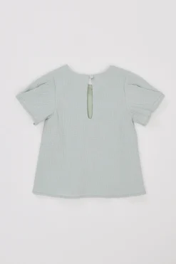 Seersucker Puff Sleeve Top