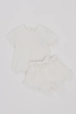 Seersucker Puff Sleeve Top