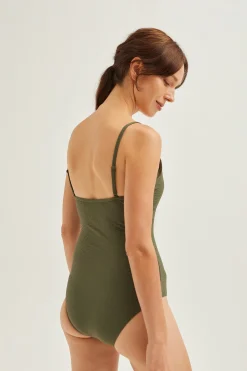 Seersucker V-Neck Swimsuit