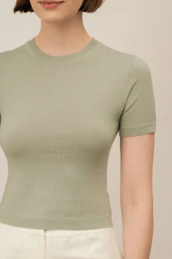 Silk Knit Fitted Tee