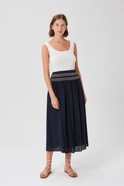 Smocked Gathered Maxi Skirt