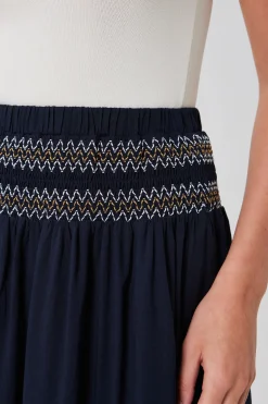 Smocked Gathered Maxi Skirt